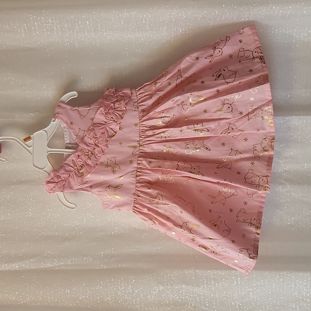 Sweet Pink and Gold Bunny Dress (12 M)
